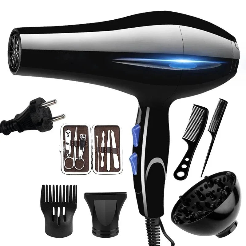 Sèche-cheveux Professionnel 2200W – Chauffage Rapide Puissant avec Réglages Chauds et Froids