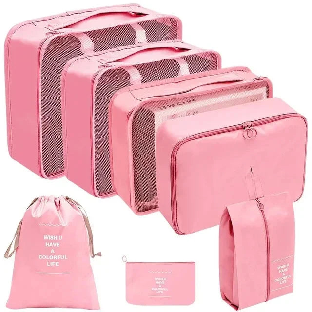 PackWunder Set d'Organisateurs de Voyage 7/8/9/10 pièces | Organisateurs de valise pliables | Pour vêtements, chaussures & accessoires