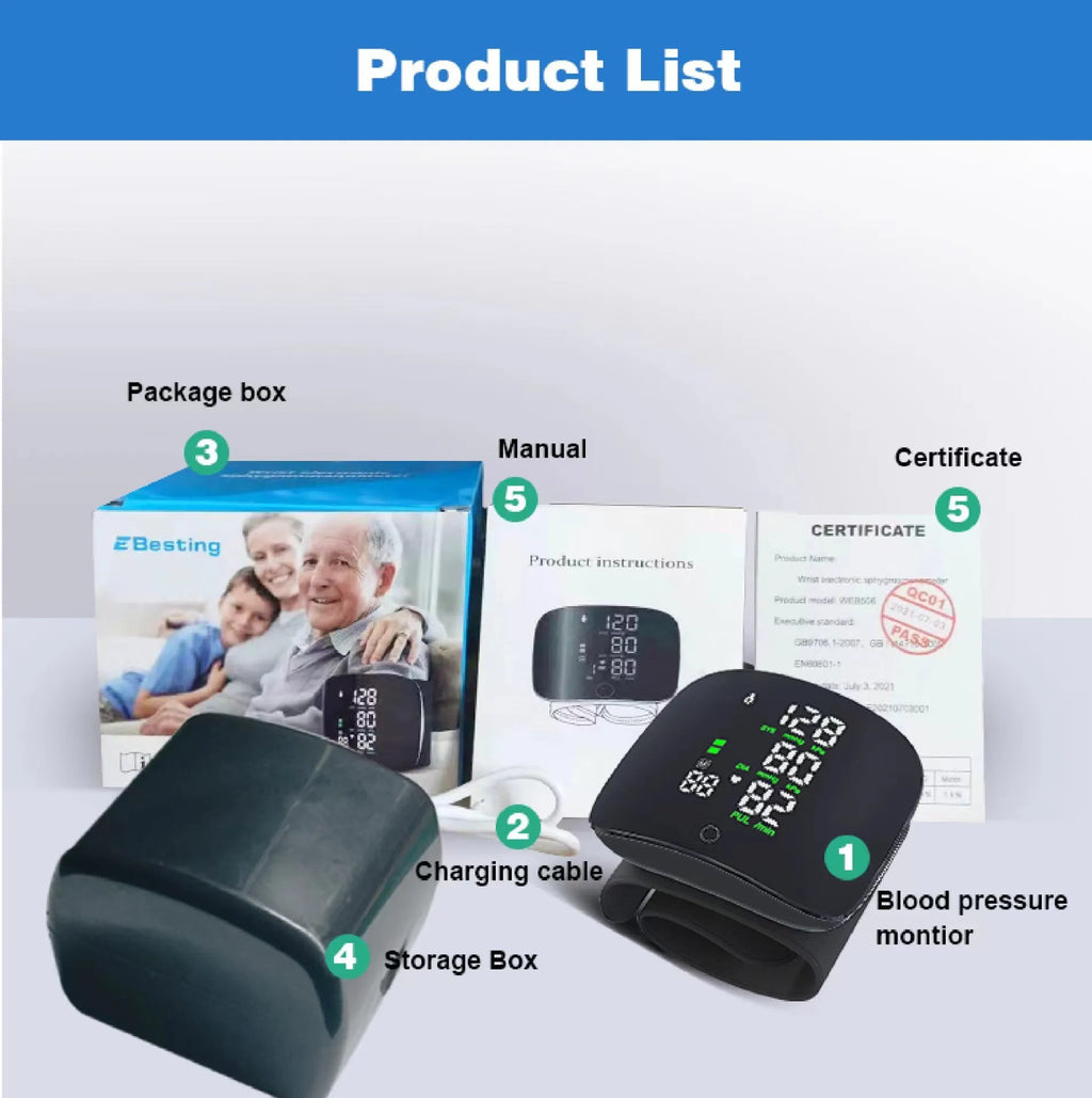 Tensiomètre numérique au poignet avec écran LCD – PulseTrack