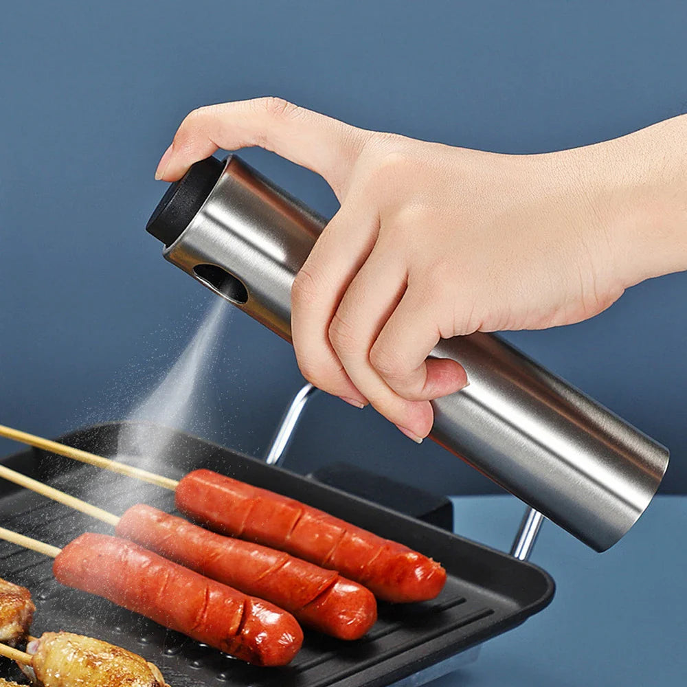 Pulvérisateur d'huile CULINARA FineMist | Flacon pulvérisateur en acier inoxydable de 100 ml | Pour huile, vinaigre & BBQ | Rechargeable & Dosage précis