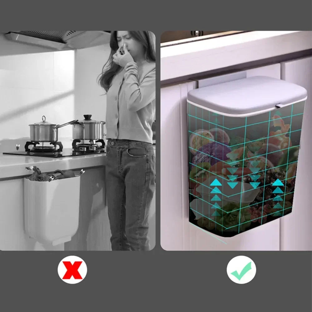 Skanto | Poubelle de cuisine et de salle de bain murale avec couvercle - Disponible en tailles 7L et 9L, idéale pour le stockage et la gestion des déchets