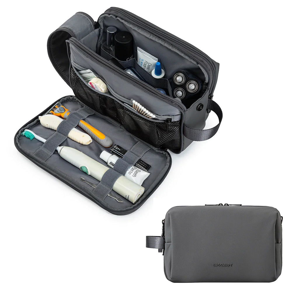 Trousse de toilette imperméable avec plusieurs compartiments et fermetures éclair – Pratique pour les voyages