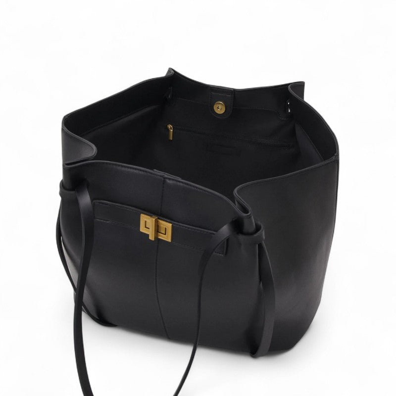 Grand sac à main Lyra en cuir PU noir