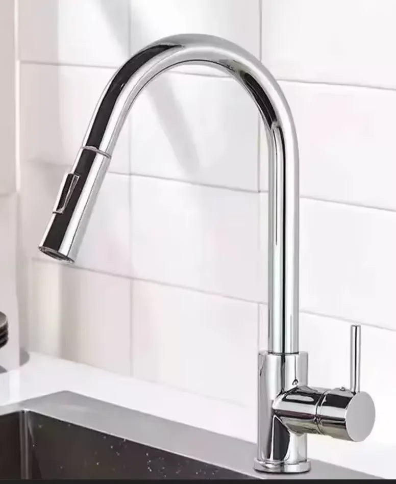 Robinet de cuisine extensible en acier inoxydable