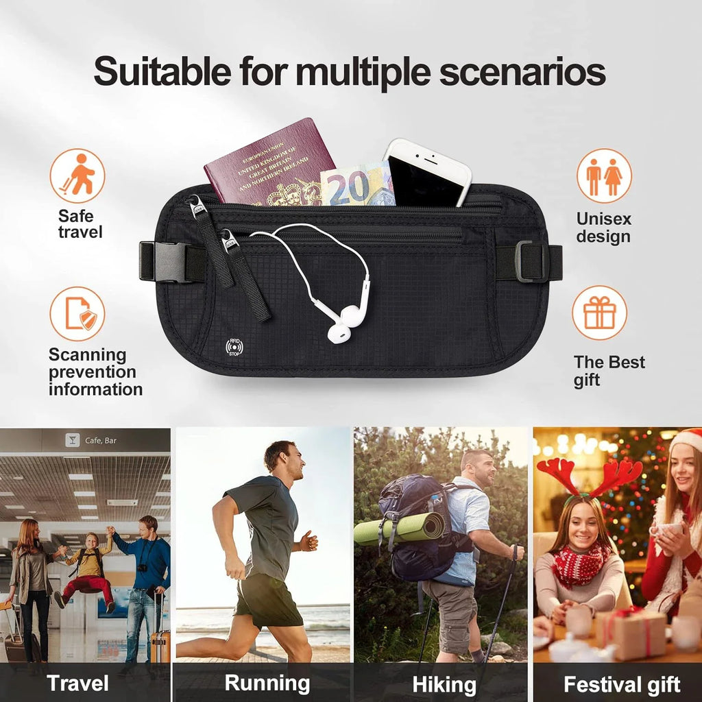 Sac banane SafeTraveler | Protection RFID | Compartiment de sécurité caché | Pour dames et hommes