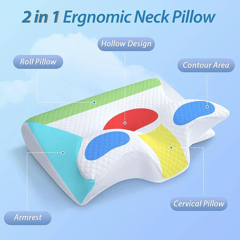 Coussin cervical en mousse à mémoire 2 en 1 avec conception ergonomique – RestAlign