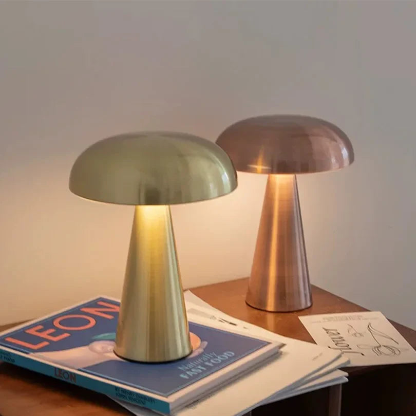 LumoShroom Lampe de Table | Design Champignon Rétro | LED & Dimmable | Rechargeable