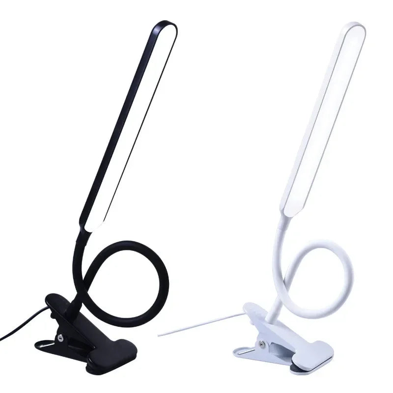 Lampe LED à pince LumaFlex | 3 couleurs de lumière & 10 niveaux de luminosité | Alimentation USB | Col de cygne flexible | Amie des yeux & Dimmable