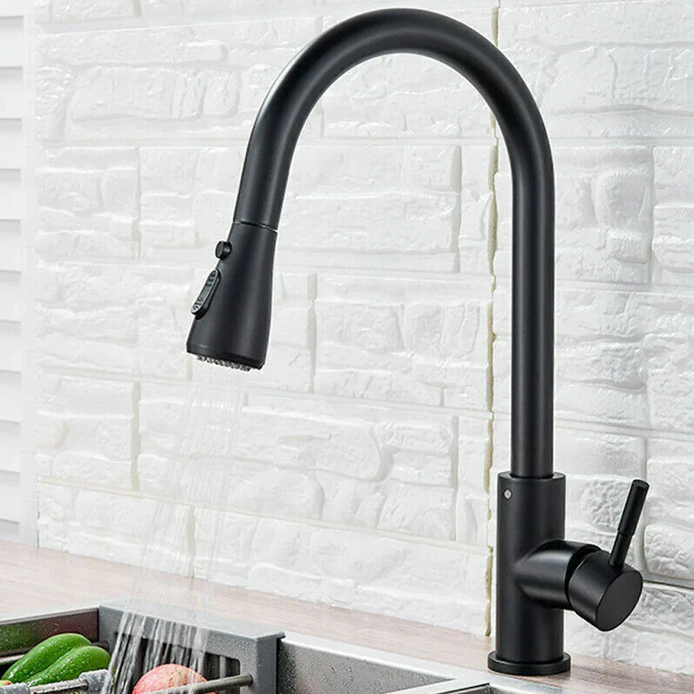 Skanto | Robinet extensible avec mélangeur à levier unique – Robinet flexible avec fonction douche, Acier inoxydable de haute qualité, Idéal pour les cuisines modernes, Installation facile