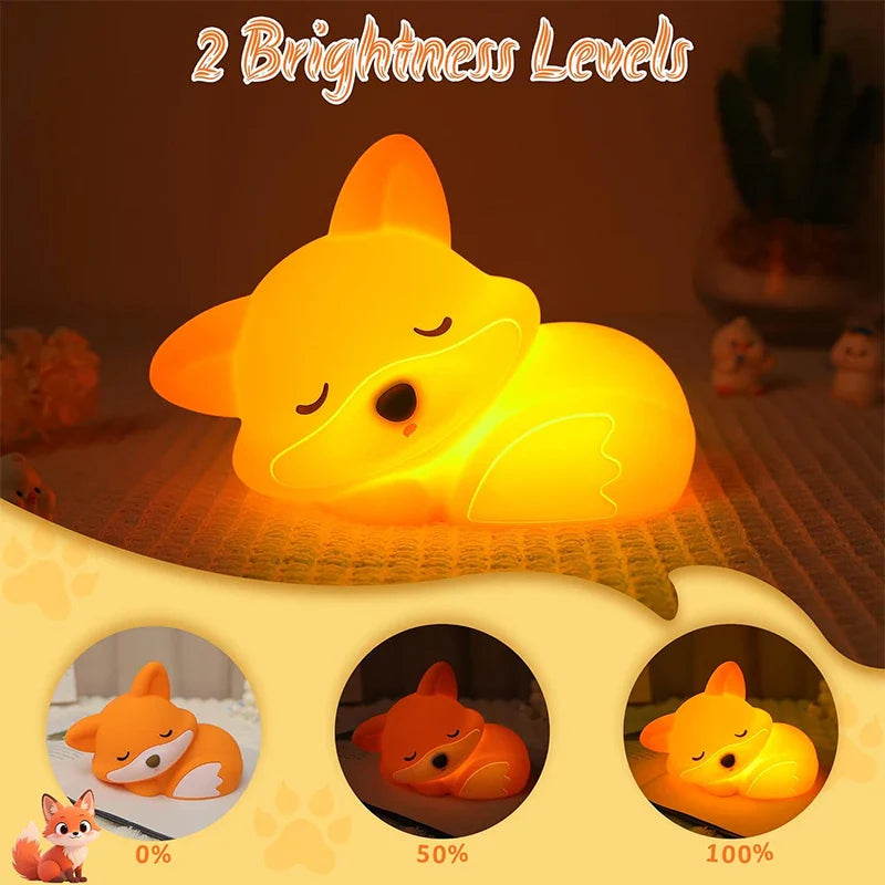 Veilleuse Fuchs en silicone | Rechargeable, dimmable & avec minuterie | Idée cadeau douce pour enfants & adultes