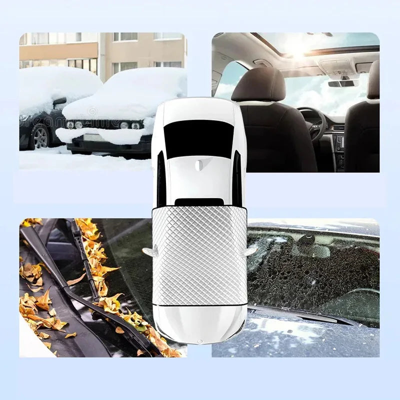 Couverture magnétique pour pare-brise de voiture FrostGuard Max | Protection contre le gel en hiver & protection UV en été | Imperméable & facile à fixer