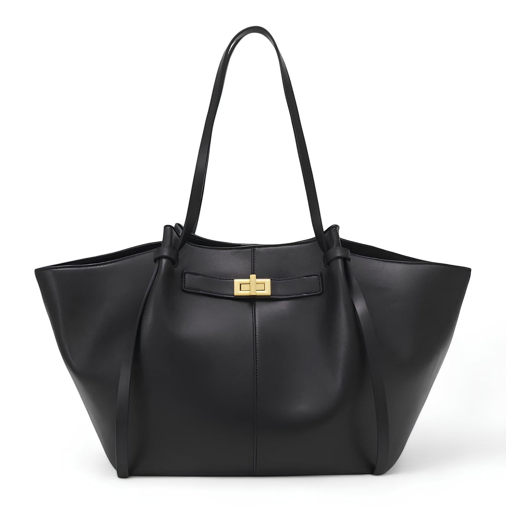 Grand sac à main Lyra en cuir PU noir