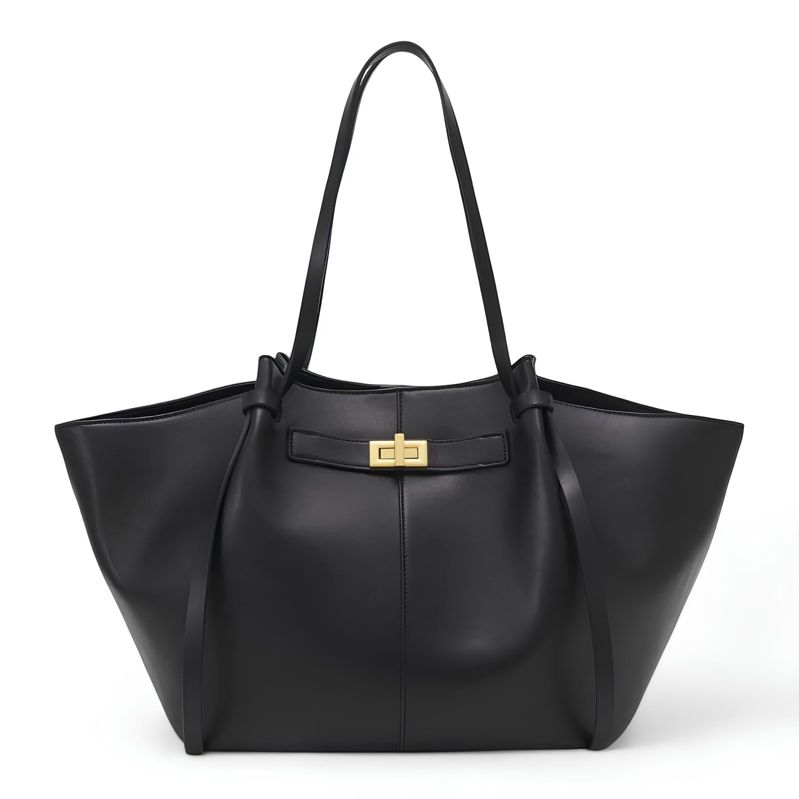 Grand sac à main Lyra en cuir PU noir