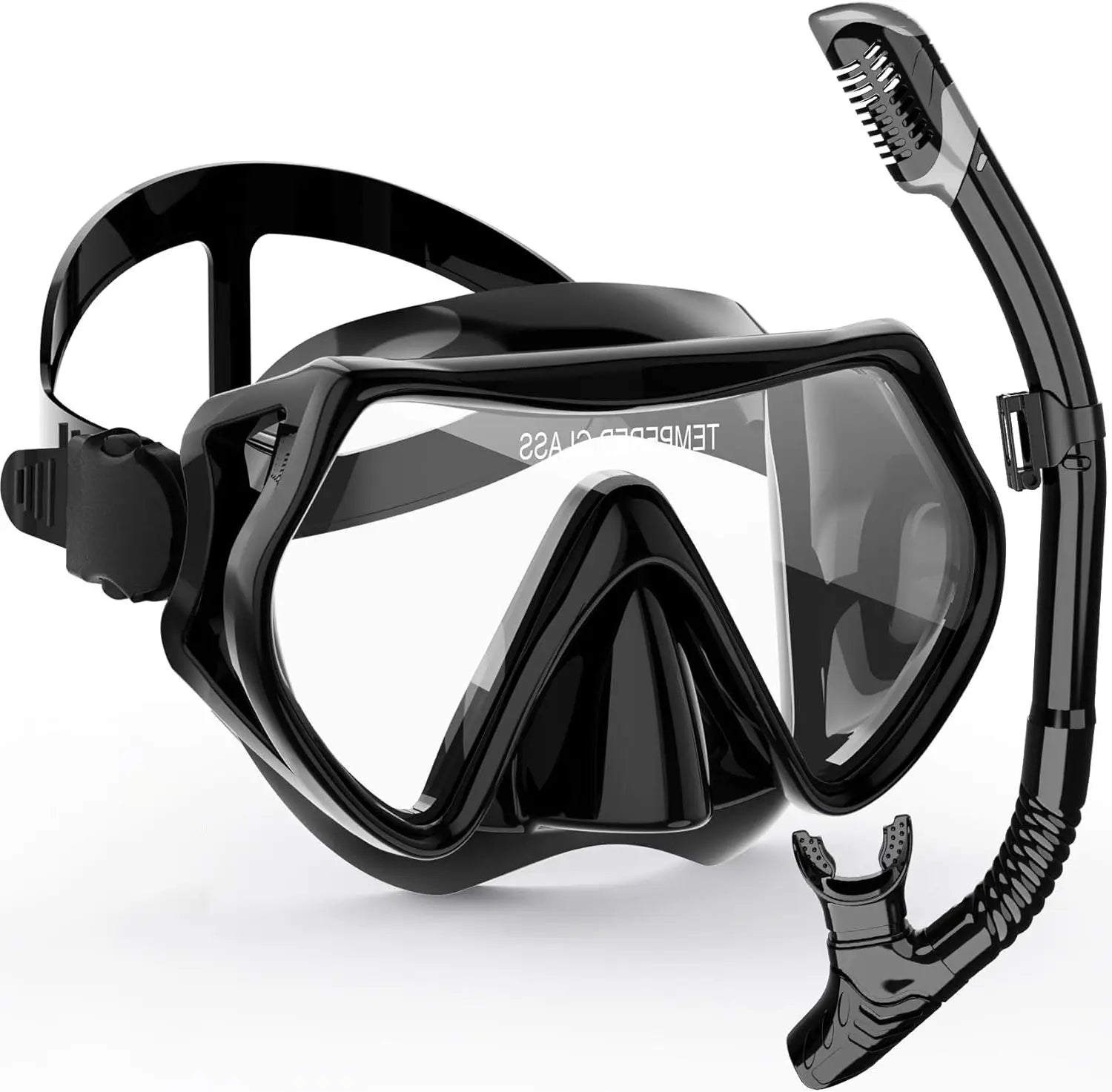 AquaVision Masque de Snorkeling Set pour Adultes | Anti-Buée & Résistant aux Chocs | Bord en Silicone & Snorkel Sec | Champ de Vision à 180°