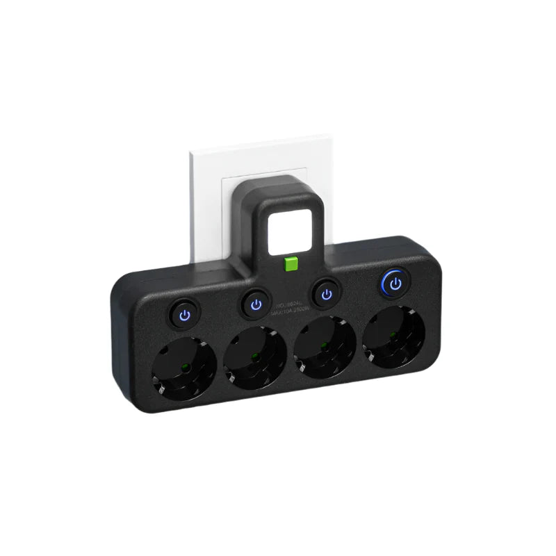 Multiprise VOLTRIQ ProLine | 3–4 prises + 2× USB & 1× Type-C | 2500 W | Protection contre les surtensions & Interrupteur de contrôle