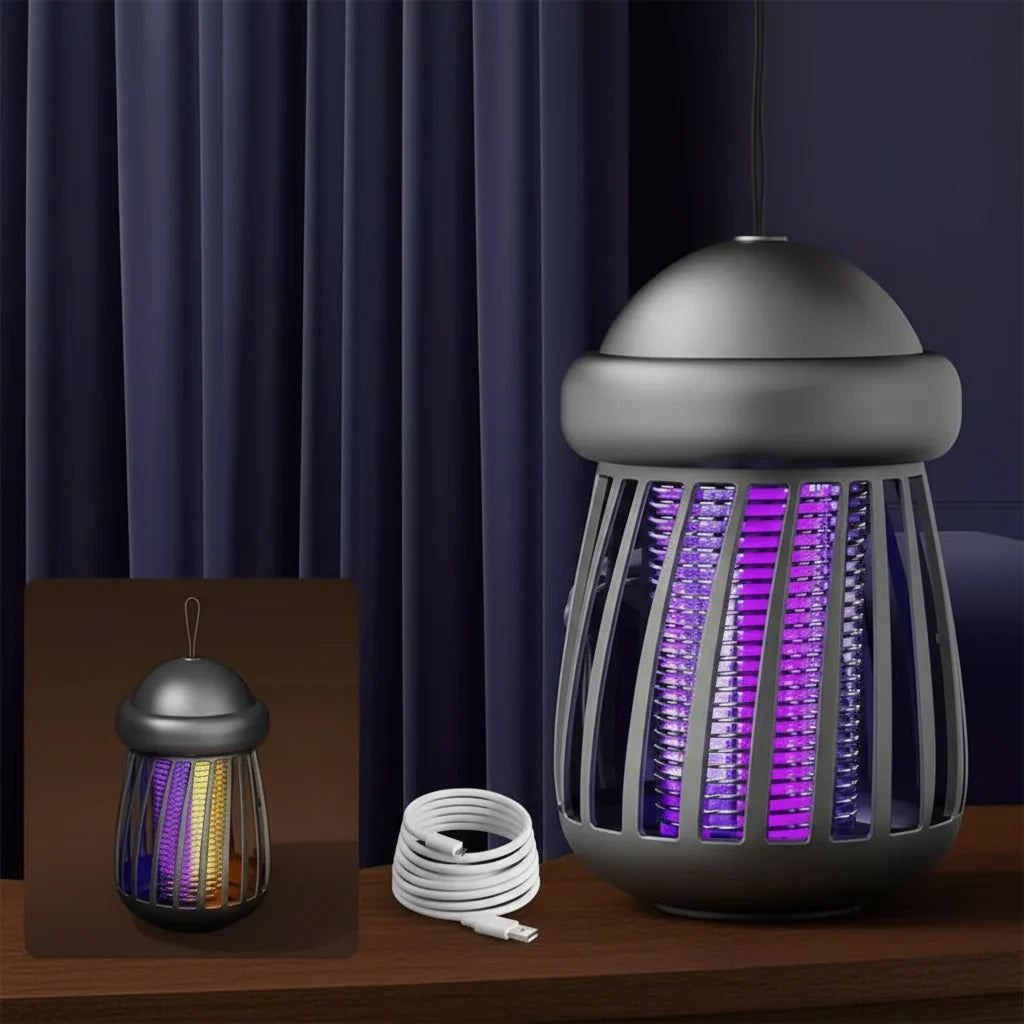 Lampe UV anti-moustiques avec grille électrique 3000V – rechargeable