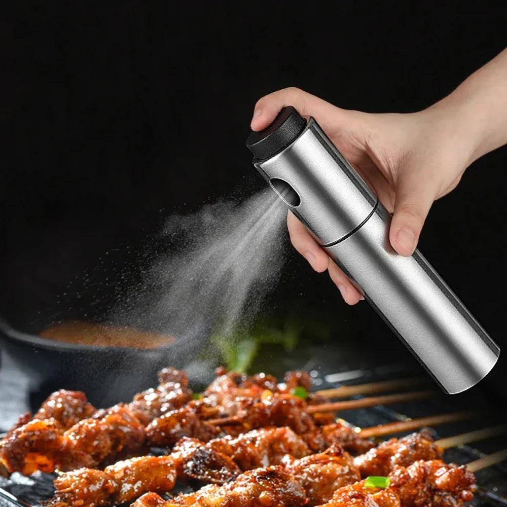 Pulvérisateur d'huile CULINARA FineMist | Flacon pulvérisateur en acier inoxydable de 100 ml | Pour huile, vinaigre & BBQ | Rechargeable & Dosage précis