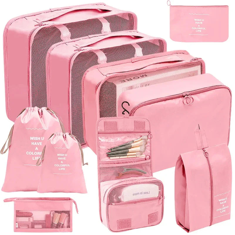 PackWunder Set d'Organisateurs de Voyage 7/8/9/10 pièces | Organisateurs de valise pliables | Pour vêtements, chaussures & accessoires