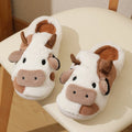 MooVera | Chaussons d'hiver design vache | Doux & Chaud | Antidérapants & Confortables | Chaussons en coton unisexes pour hommes & femmes