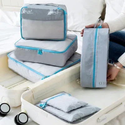 Packavio Set d'Organisateurs de Voyage 7 pièces | Sacs de Valise pour Vêtements & Chaussures | Gain de Place & Résistant à l'Eau