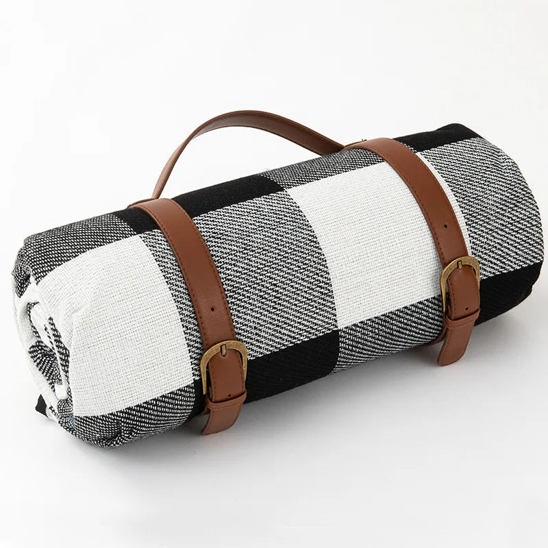Couverture de Pique-Nique Imperméable avec Motif à Carreaux et Rembourrage en Mousse Confortable