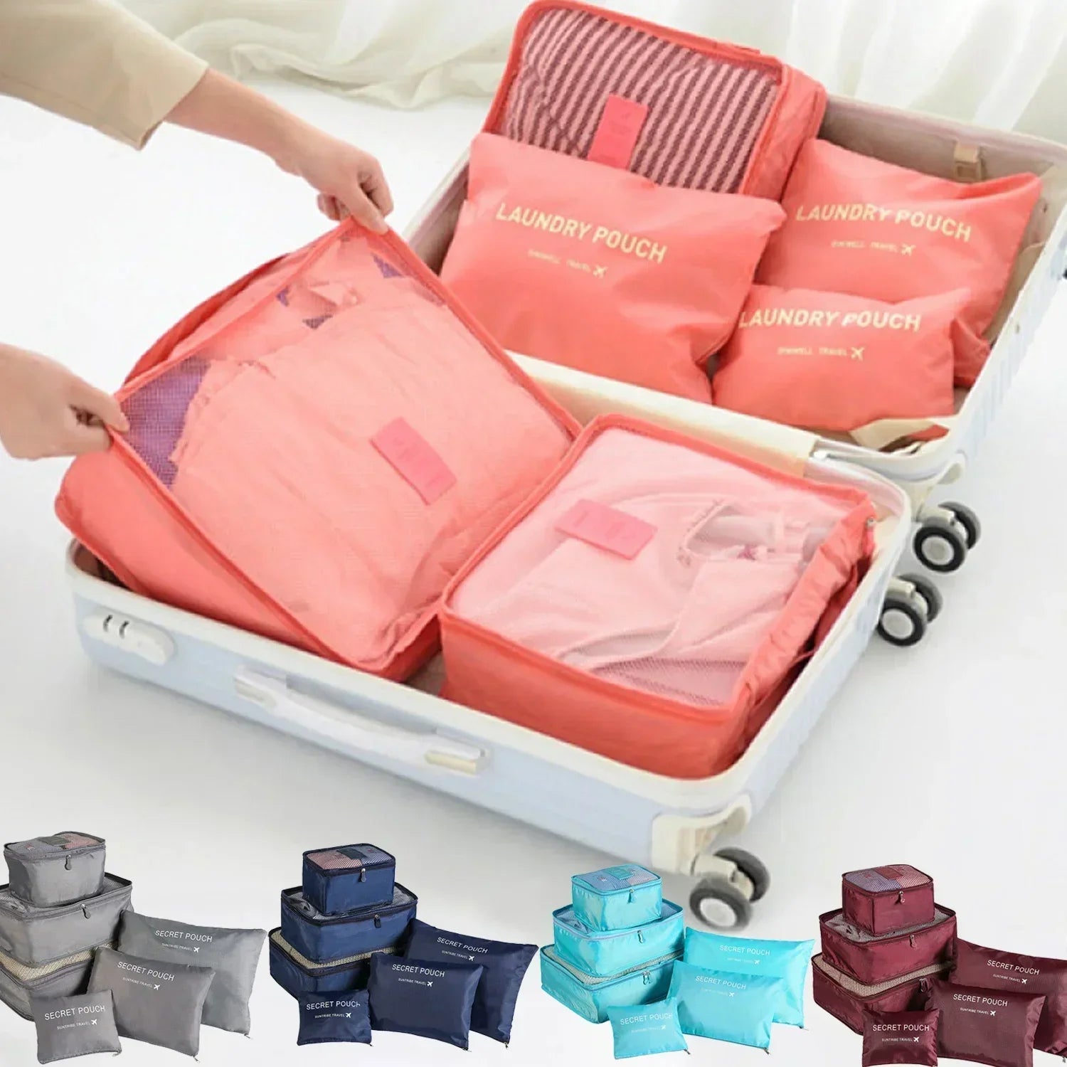 Set d'organisateurs de valise ReiseLina | 6 pièces | Imperméable & Gain de place | En tissu Oxford