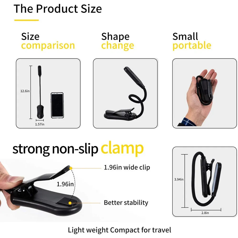 LumiLeaf 7 Lampe de Lecture LED | Rechargeable USB | 3 Températures de Couleur & 9 Niveaux de Luminosité | Flexible & Respectueuse des Yeux
