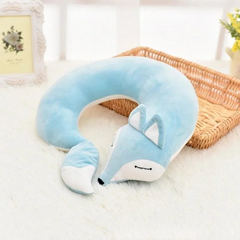 ReiseFuchs Coussin de Voyage | Super Doux & Ergonomique | Design Cartoon Renard | Pour Enfants & Adultes
