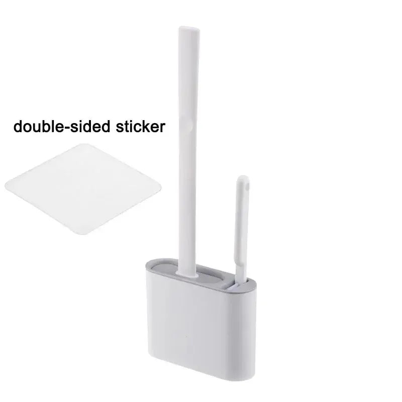 Brosse de toilette HygieBrush DuoClean | Ensemble de brosses WC en silicone 2-en-1 avec support mural | Antibactérien & gain de place