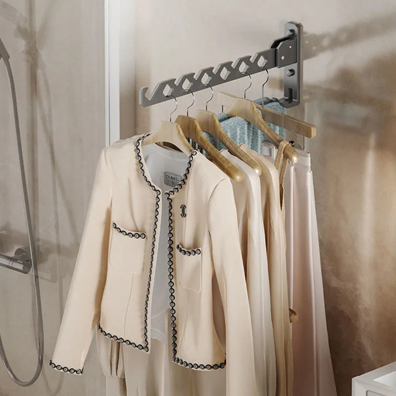 Porte-vêtements mural réglable – Organisateur de linge pliable à haute capacité