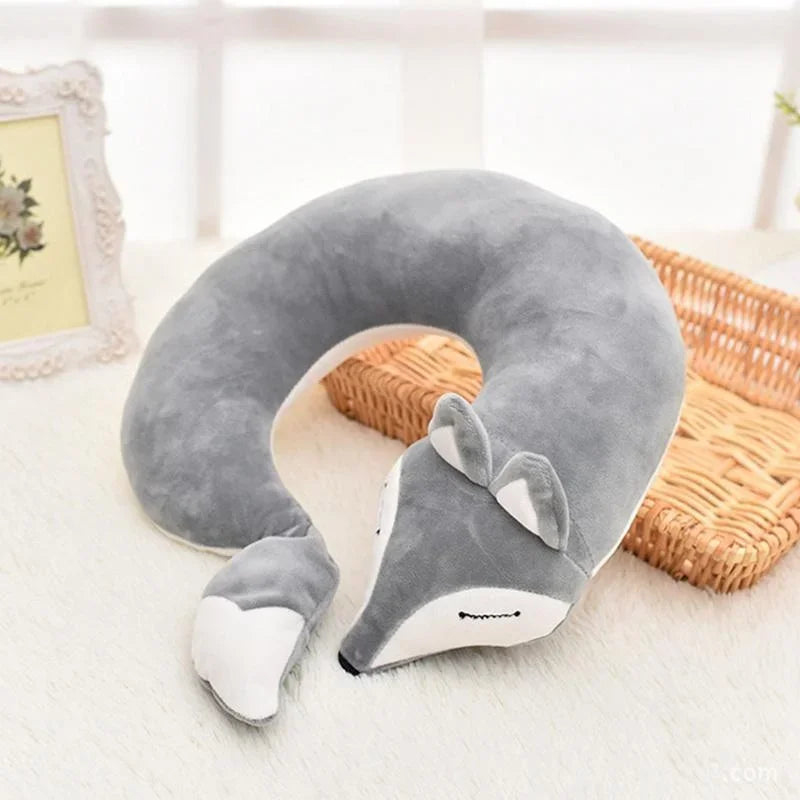 ReiseFuchs Coussin de Voyage | Super Doux & Ergonomique | Design Cartoon Renard | Pour Enfants & Adultes