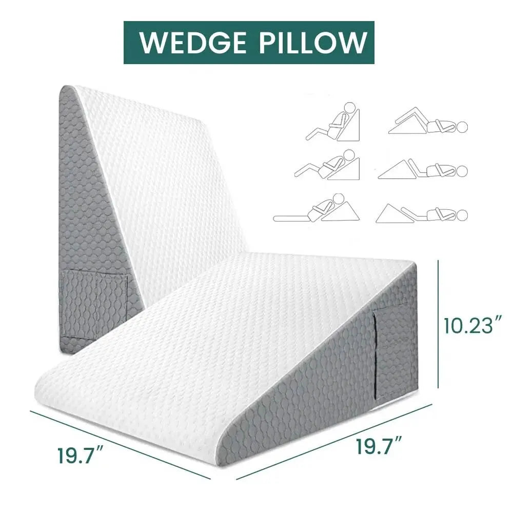 Skanto | Minne Skum Kilepute : Coussin triangulaire surélevé pour dormir, en cas de reflux gastrique, après une opération - Chambre, résidence étudiante, usage de bureau