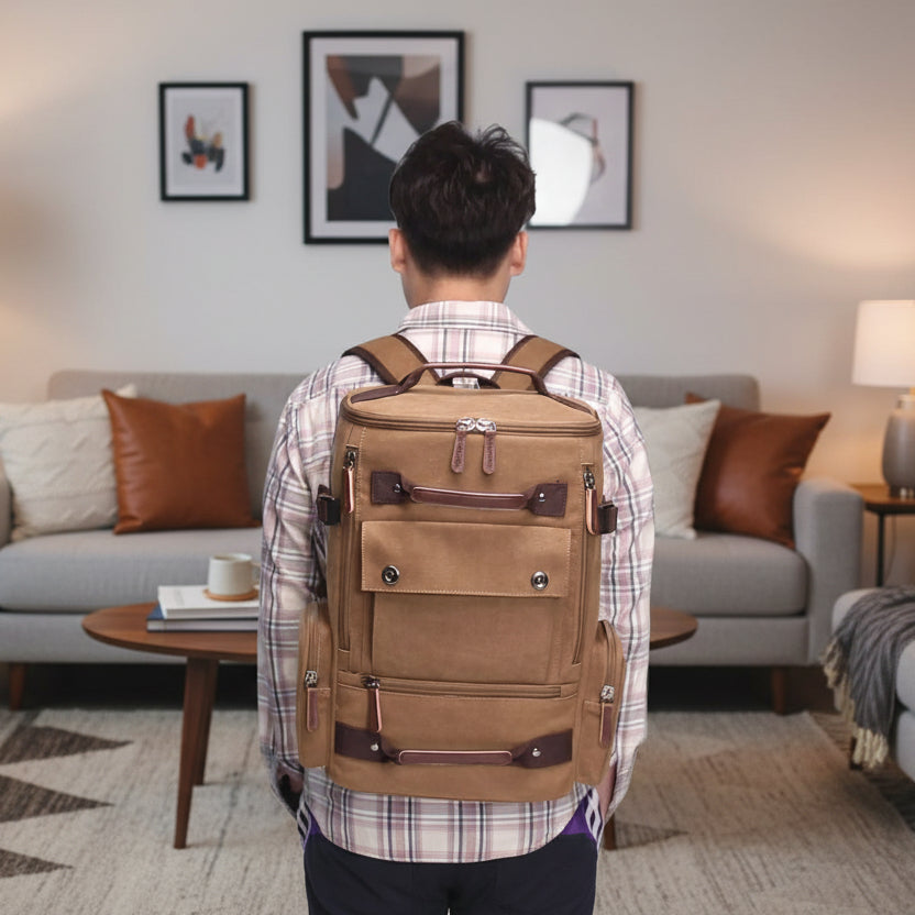 VINTAGECANVAS Sac à dos – Élégant & Fonctionnel avec compartiment pour ordinateur portable pour le quotidien & l'aventure