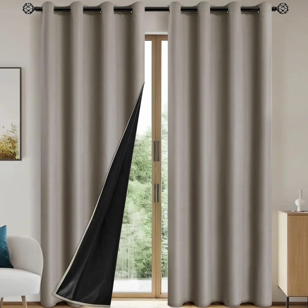 LUXEDRAPE - Rideaux modernes 100% occultants avec doublure enduite pour chambre à coucher et salon