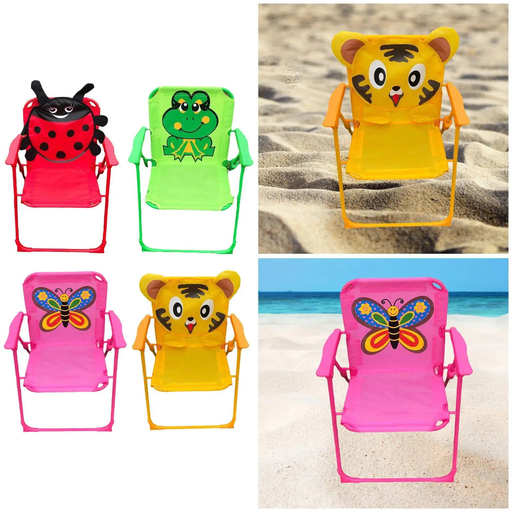 Chaise Enfant Pliable avec Imprimé Animaux - Légère et Idéale pour Activités de Plein Air