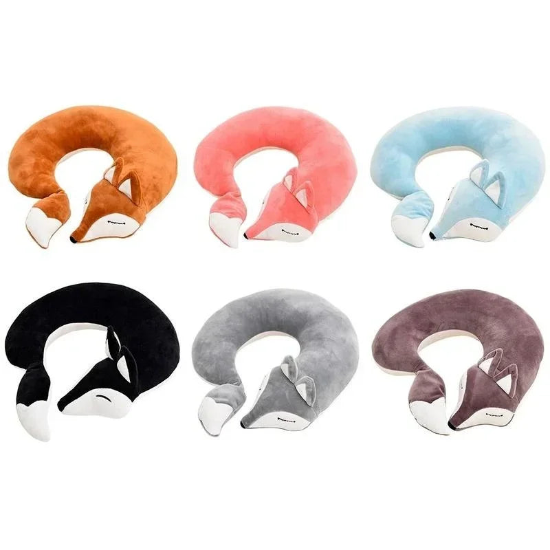 ReiseFuchs Coussin de Voyage | Super Doux & Ergonomique | Design Cartoon Renard | Pour Enfants & Adultes