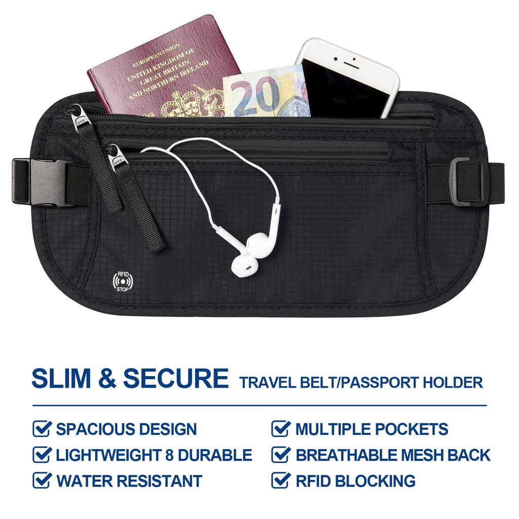 Sac banane SafeTraveler | Protection RFID | Compartiment de sécurité caché | Pour dames et hommes