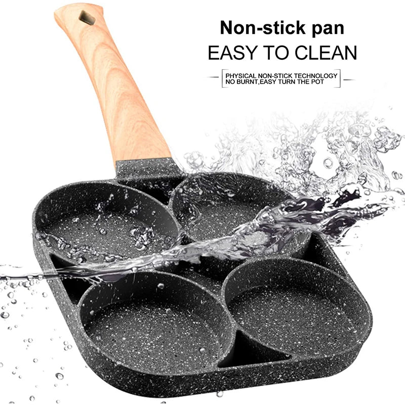 LMETJMA Poêle à œufs antiadhésive 4 tasses – Ustensile de cuisson pour crêpes, adapté aux cuisinières à gaz et à induction JT87