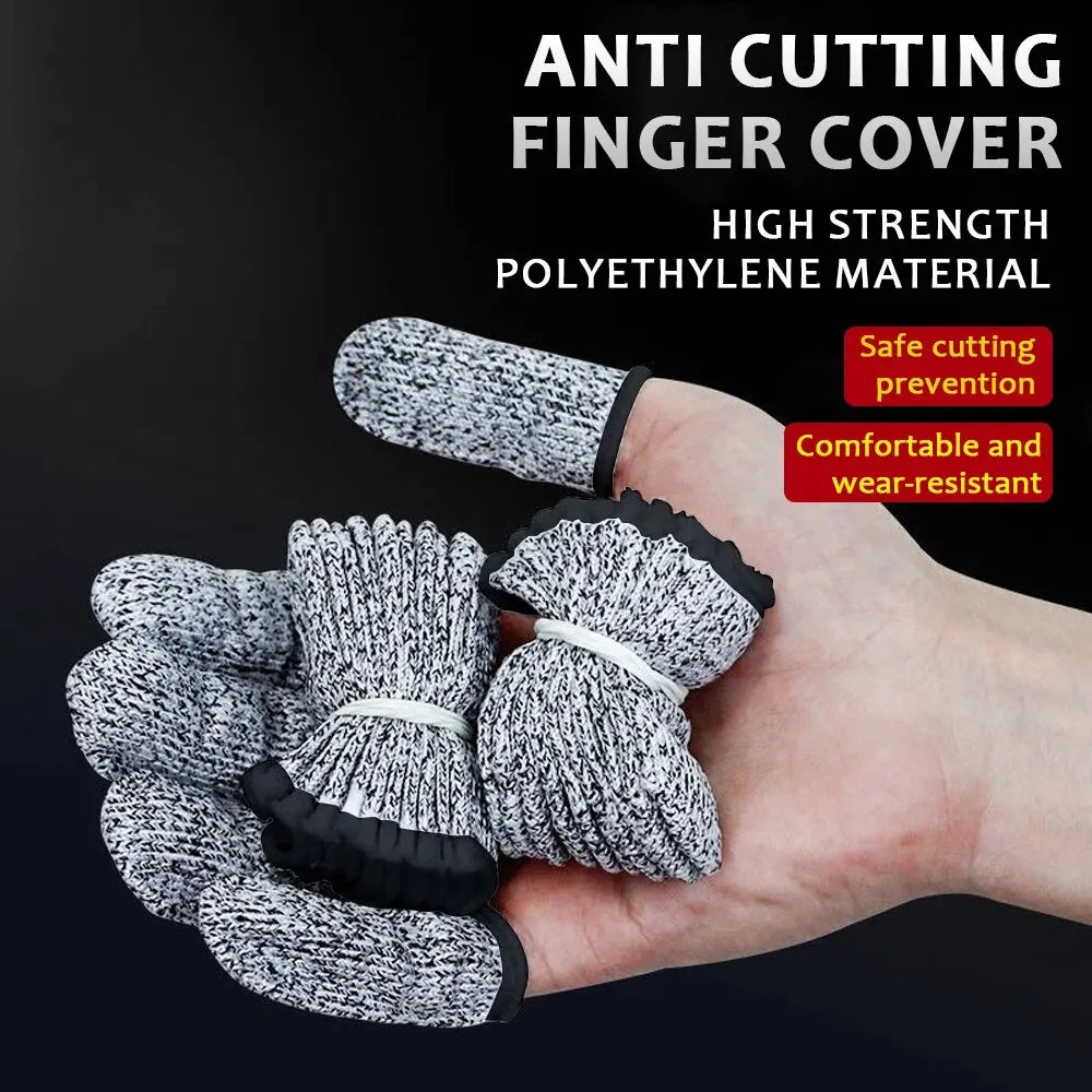 10 pièces de gants anti-coupure - Niveau 5 Sécurité haute résistance, protecteurs de bouts de doigts flexibles, outils de cuisine pour une sécurité accrue des doigts