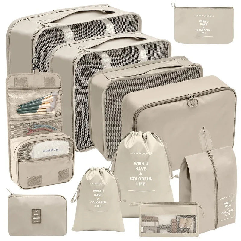 PackWunder Set d'Organisateurs de Voyage 7/8/9/10 pièces | Organisateurs de valise pliables | Pour vêtements, chaussures & accessoires