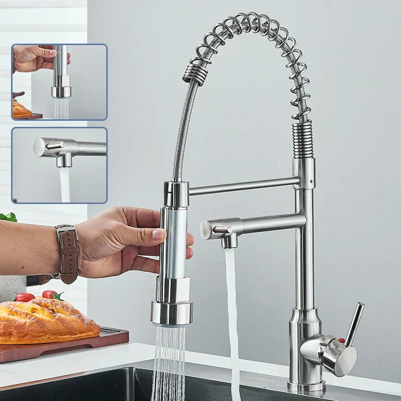 Skanto | Robinet de cuisine NickelFlex | Rotation à 360° | Acier inoxydable