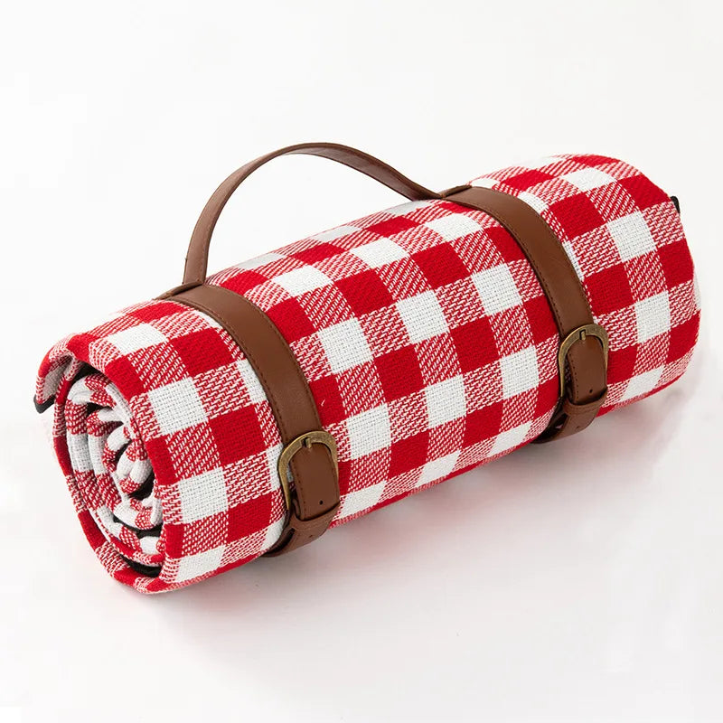 Couverture de Pique-Nique Imperméable avec Motif à Carreaux et Rembourrage en Mousse Confortable