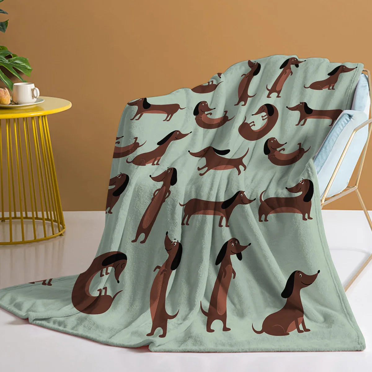 Couverture en polaire DoxiDream | Flanelle douce | Imprimé Teckel | Canapé & Lit