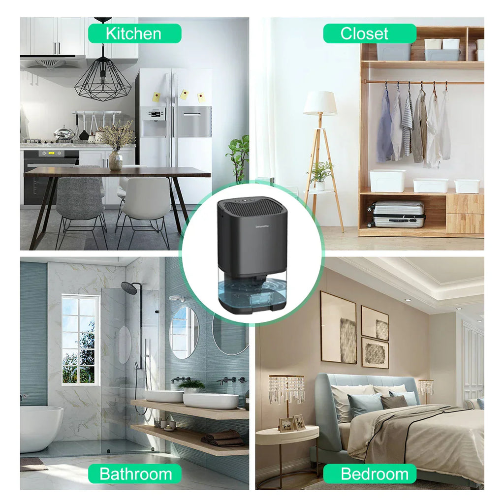 Déshumidificateur portable 2 en 1 de 1000 ml avec filtre à air et veilleuse – Aveline