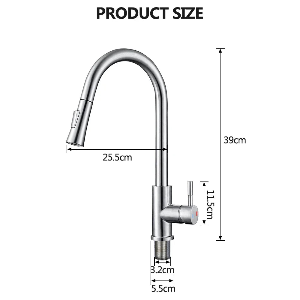 Robinet de cuisine extensible en acier inoxydable