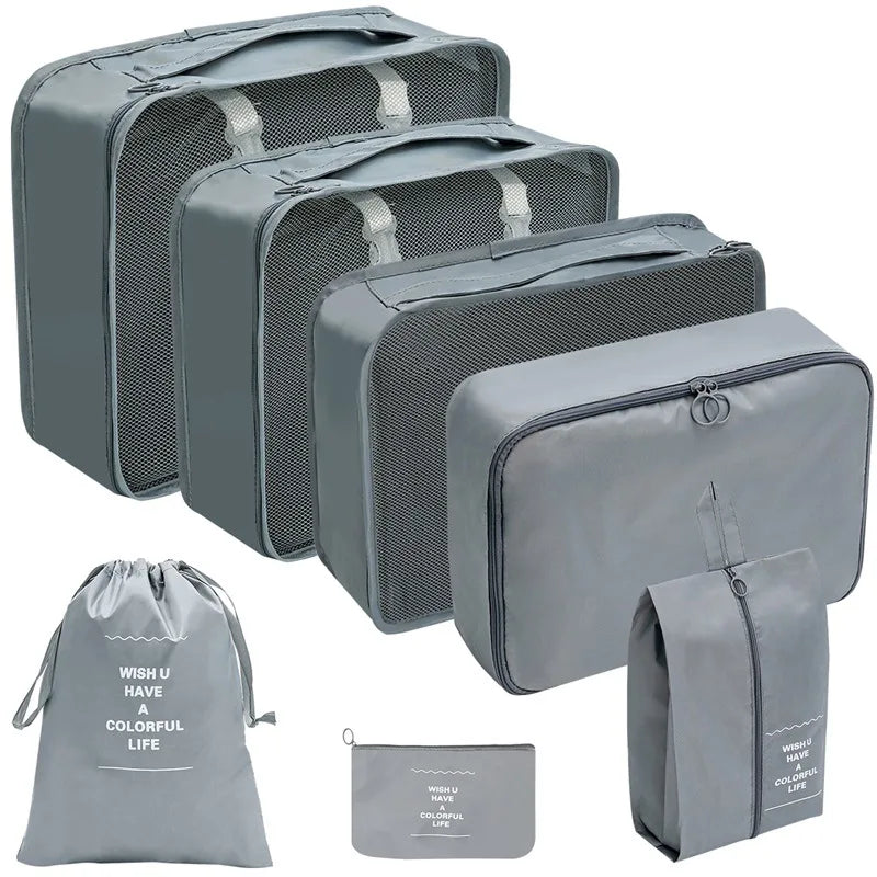 PackWunder Set d'Organisateurs de Voyage 7/8/9/10 pièces | Organisateurs de valise pliables | Pour vêtements, chaussures & accessoires