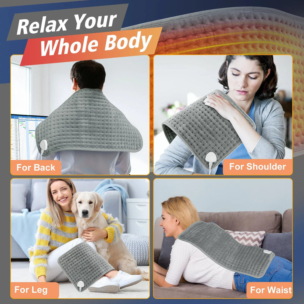 CosiTherm Coussin Chauffant | 9 Niveaux de Température & 4 Options de Minuterie | Microfleece Ultra Doux | 58×29 cm