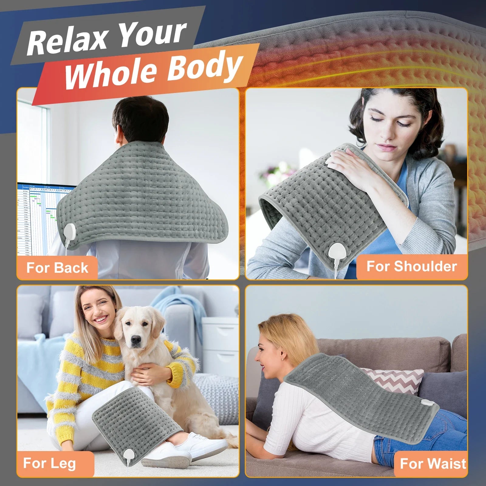 CosiTherm Coussin Chauffant | 9 Niveaux de Température & 4 Options de Minuterie | Microfleece Ultra Doux | 58×29 cm