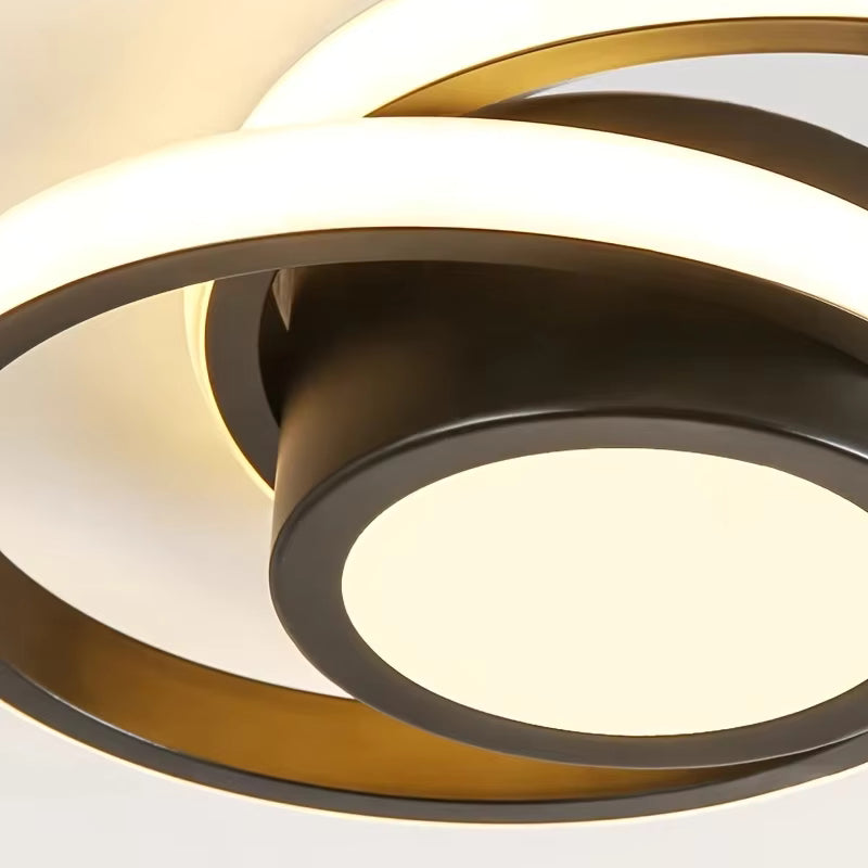 Lustre de plafond à double anneau élégant - Luminaire LED moderne