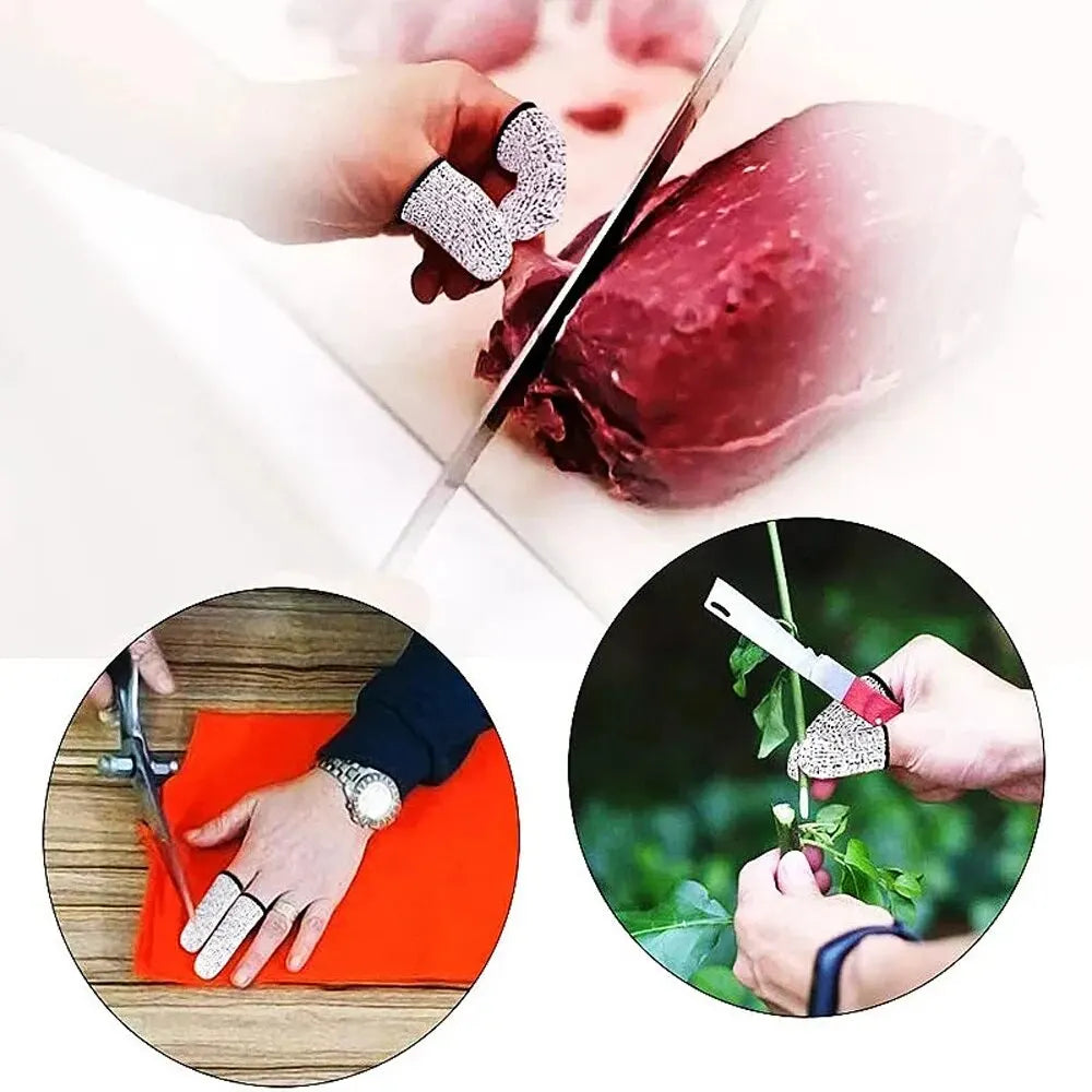 10 pièces de gants anti-coupure - Niveau 5 Sécurité haute résistance, protecteurs de bouts de doigts flexibles, outils de cuisine pour une sécurité accrue des doigts